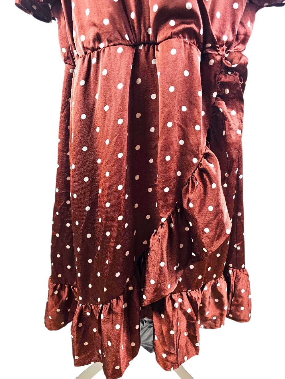 TORRID Polka Dot Charmeuse Faux Wrap Dress In 1 (14/16) - Picture 7 of 12